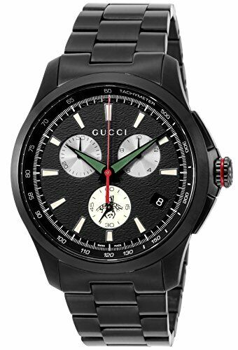 Gucci G Timeless Chronograph Quartz Black Dial Black Steel Strap Watch For Men - YA126268