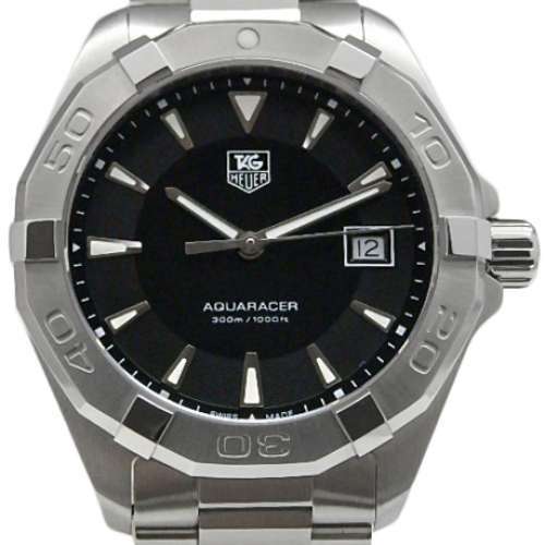 Tag Heuer Aquaracer Quartz Black Dial Silver Steel Strap Watch for Men - WAY1110.BA0928