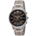 Emporio Armani Chronograph Black Dial Two Tone Steel Strap Watch For Men - AR11165