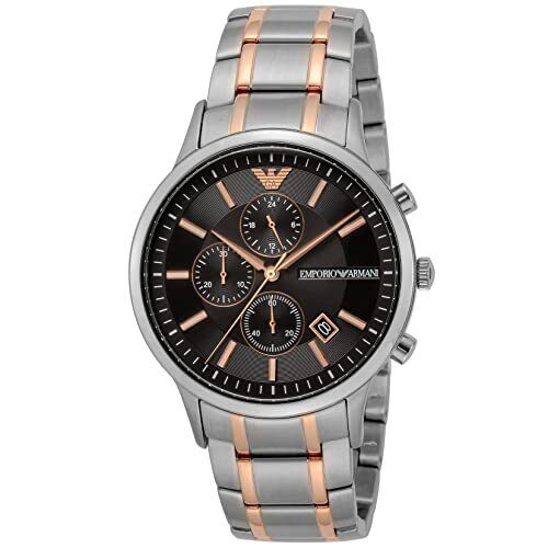 Emporio Armani Chronograph Black Dial Two Tone Steel Strap Watch For Men - AR11165