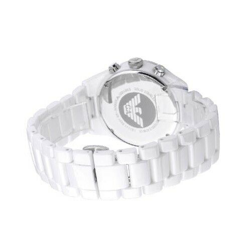 Emporio Armani Ceramica Chronograph White Dial White Ceramic Strap Watch For Women - AR1456