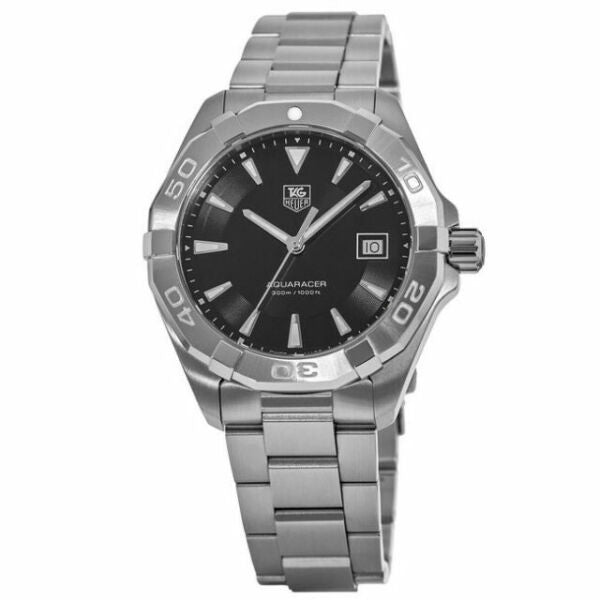 Tag Heuer Aquaracer Quartz Black Dial Silver Steel Strap Watch for Men - WAY1110.BA0928