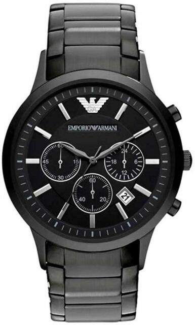 Emporio Armani Classic Chronograph Black Dial Black Stainless Steel Strap Watch For Men - AR2453