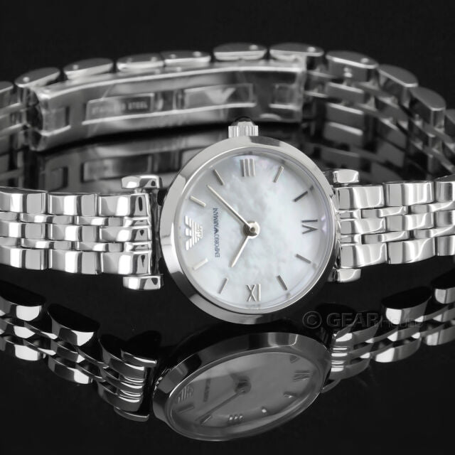 Emporio Armani Gianni White Dial Silver Steel Strap Watch For Women - AR1763