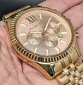 Michael Kors Lexington Gold Dial Gold Steel Strap Watch for Women - MK6473