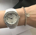 Emporio Armani Ceramica Mother of Pearl White Dial White Steel Strap Watch For Women - AR1426