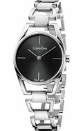 Calvin Klein Dainty Black Dial Silver Steel Strap Watch for Women - K7L23141