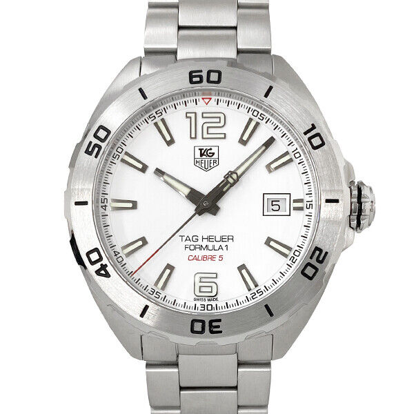 Tag Heuer Formula 1 Calibre 5 Automatic White Dial Silver Steel Strap Watch for Men - WAZ2114.BA0875