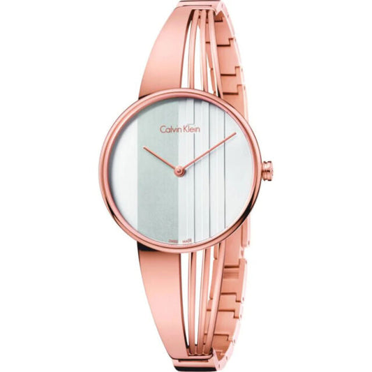 Calvin Klein Drift White Dial Rose Gold Steel Strap Watch for Women - K6S2N616