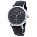 Tissot Carson Premium Chronograph Black Dial Black Leather Strap Watch For Women - T122.417.16.051.00