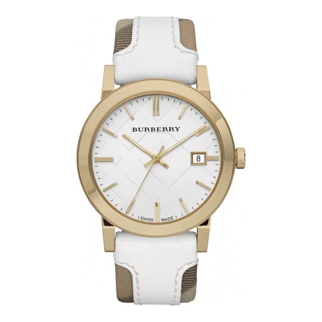 Burberry The City White Dial White Leather Strap Watch for Women - BU9110