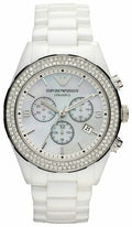 Emporio Armani Ceramica Chronograph White Dial White Ceramic Strap Watch For Women - AR1456