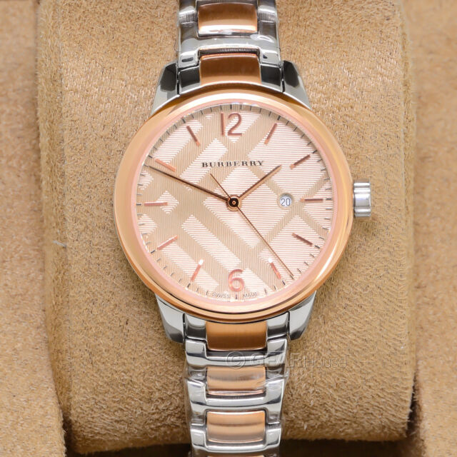 Burberry The Classic Rose Gold Dial Two Tone Stainless Steel Strap Watch for Women - BU10117