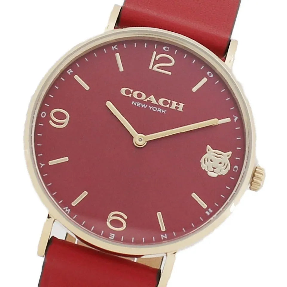 Coach Perry Red Dial Red Leather Strap Watch for Women - 14503867