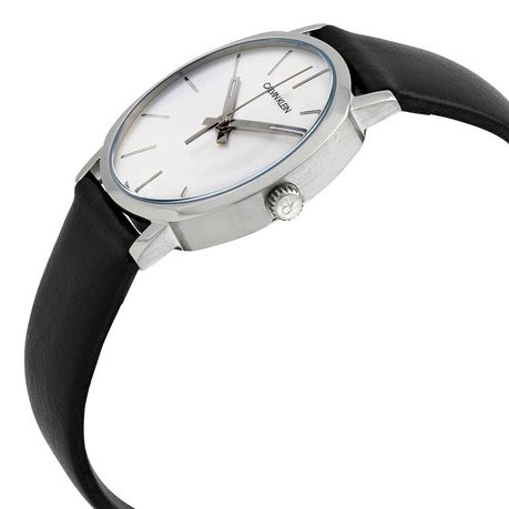 Calvin Klein High Noon Quartz White Dial Black Leather Strap Watch for Men - K8M211C6