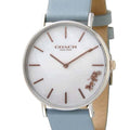 Coach Perry White Mother of Pearl Dial Turquoise Leather Strap Watch for Women - 14503271