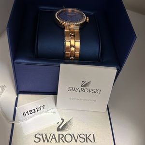 Swarovski Daytime Crystals Blue Dial Rose Gold Steel Strap Watch for Women - 5182277