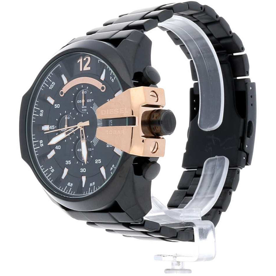 Diesel Mega Chief Black Dial Black Stainless Steel Watch For Men - DZ4309