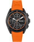 Hugo Boss Volane Chronograph Black Dial Orange Silicone Strap Watch for Men - 1513957