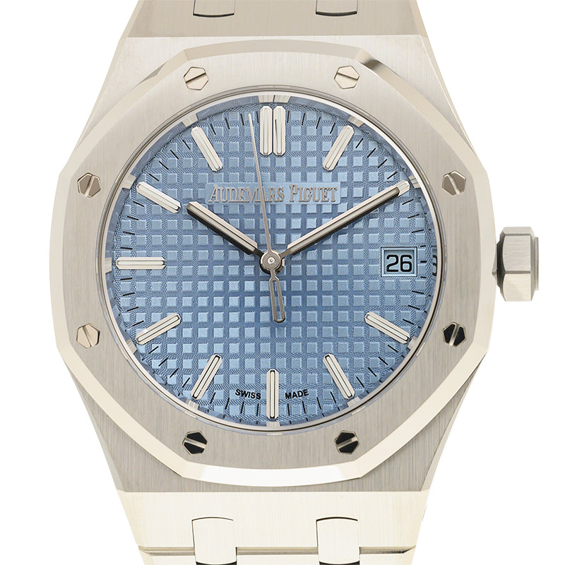 Audemars Piguet Royal Oak 50th Anniversary Light Blue Dial Silver Steel Strap Watch for Men - 15550ST.OO.1356ST.04