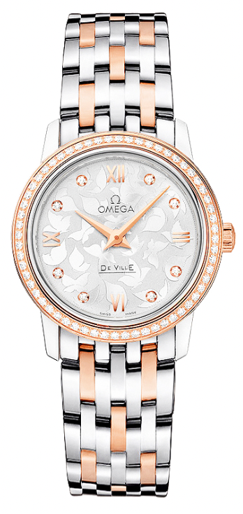 Omega De Ville Prestige Quartz Diamonds Silver Dial Two Tone Steel Strap Watch for Women - 424.25.27.60.52.001