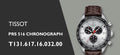 Tissot T Sport PRS 516 Chronograph Silver Dial Brown Leather Strap Watch for Men - T131.617.16.032.00