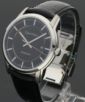 Calvin Klein Infinity Automatic Black Dial Black Leather Strap Watch for Men - K5S341C1