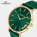 Coach Green Dial Green Leather Strap Watch for Women - 14503383