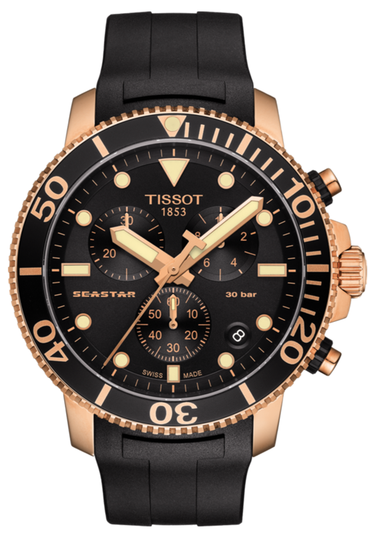 Tissot Seaster 1000 Chronograph Black Dial Black Rubber Strap Watch For Men - T120.417.37.051.00