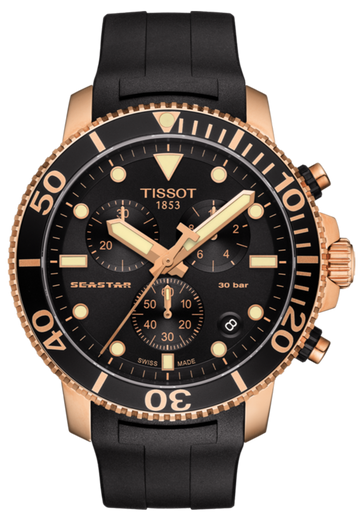 Tissot Seaster 1000 Chronograph Black Dial Black Rubber Strap Watch For Men - T120.417.37.051.00