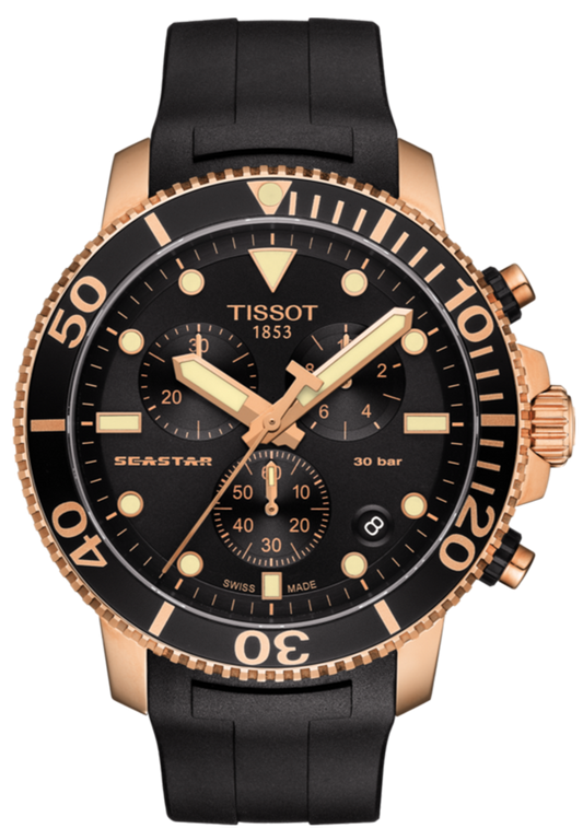 Tissot Seaster 1000 Chronograph Black Dial Black Rubber Strap Watch For Men - T120.417.37.051.00