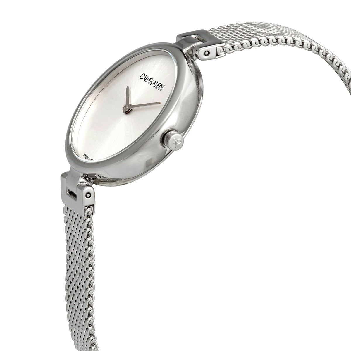 Calvin Klein Authentic White Dial Silver Mesh Bracelet Watch for Women - K8G23126