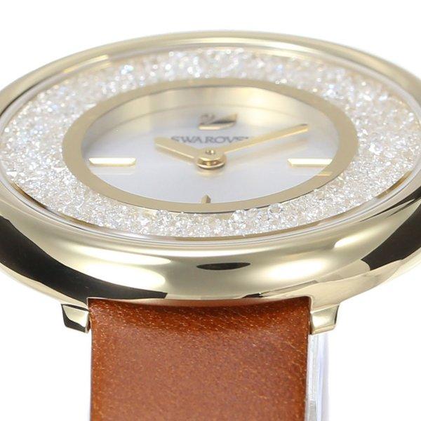 Swarovski Crystalline Pure White Dial Brown Leather Strap Watch for Women - 5275040