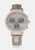 Swarovski Passage Chrono Grey Dial Grey Leather Strap Watch for Women - 5580348