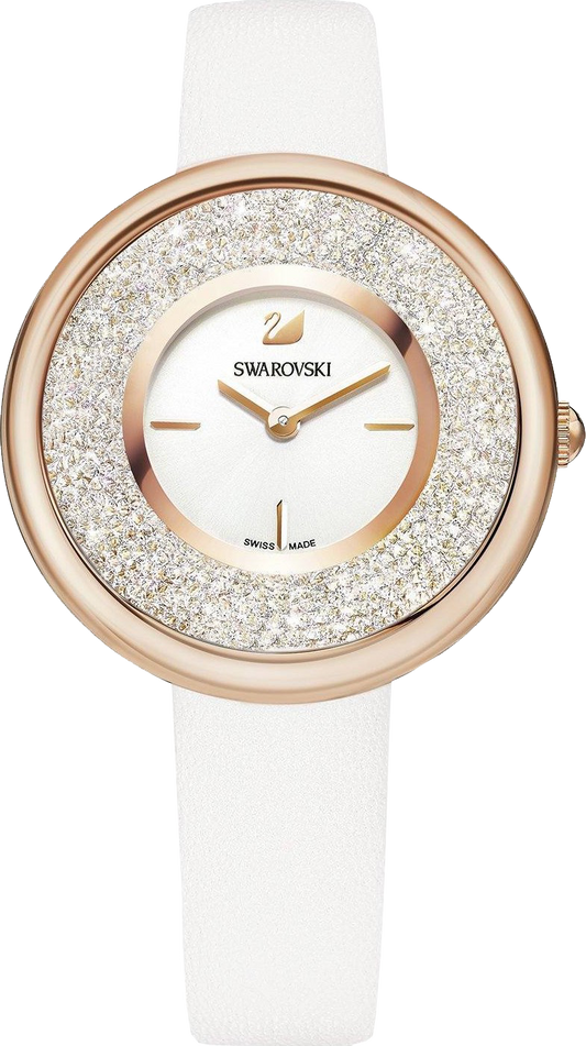 Swarovski Crystalline Pure White Dial White Leather Strap Watch for Women - 5376083