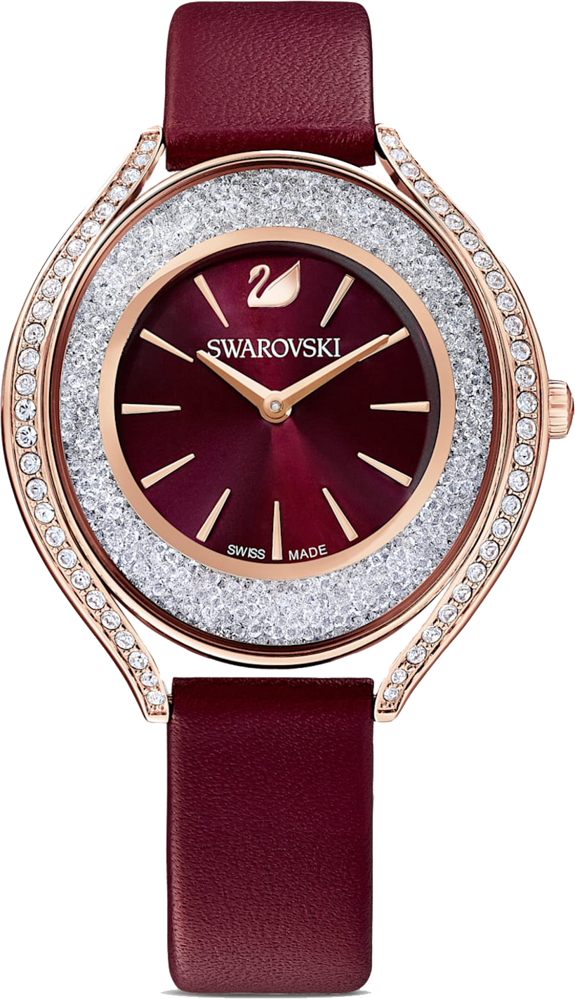 Swarovski Crystalline Crystals Aura Red Dial Red Leather Strap Watch for Women - 5558637