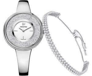 Swarovski Crystalline Pure Silver Dial Silver Steel Strap Watch for Women - 5269256