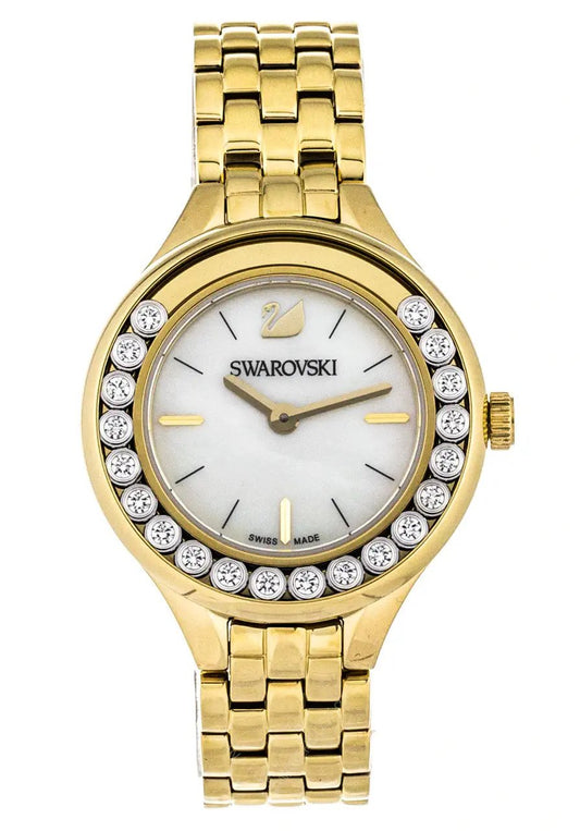 Swarovski Lovely Crystals White Dial Gold Steel Strap Watch for Women - 5242895