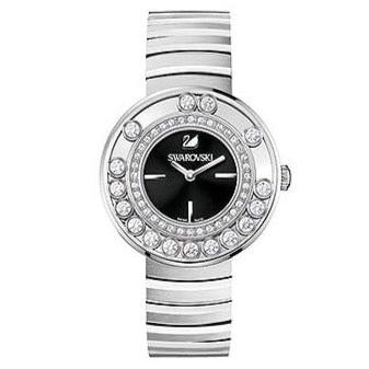 Swarovski Lovely Crystal Black Dial Silver Steel Strap Watch for Women - 1160305