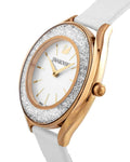 Swarovski Crystalline Aura Crystals Silver Dial White Leather Strap Watch for Women - 5519453