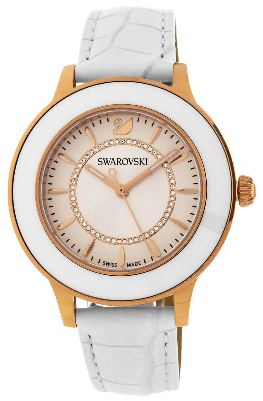 Swarovski Octea Lux White Dial White Leather Strap Watch for Women - 5414416