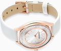 Swarovski Crystalline Aura Crystals Silver Dial White Leather Strap Watch for Women - 5519453