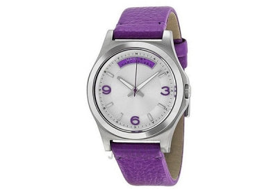 Marc Jacobs Baby Dave Silver Dial Purple Leather Strap Watch for Women - MBM1262