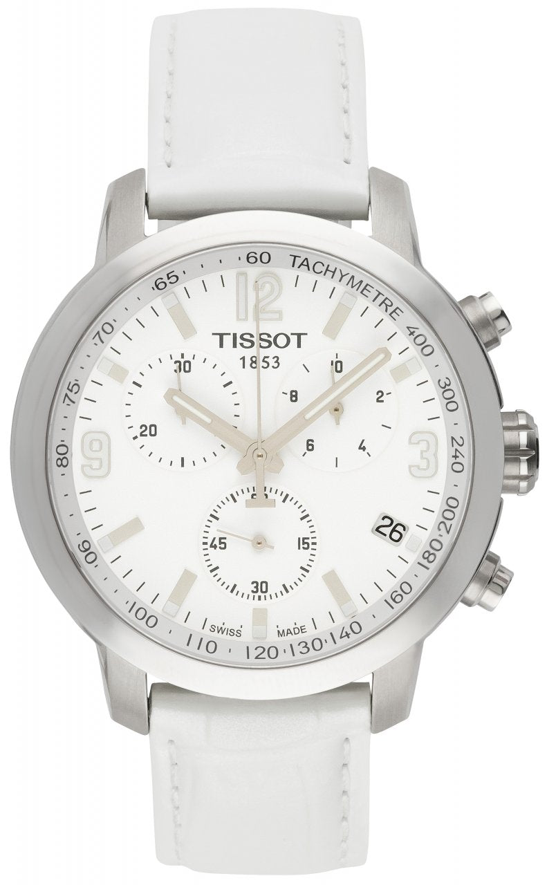 Tissot PRC 200 Chronograph Quartz White Dial Steel Watch For Men - T055.417.16.017.00