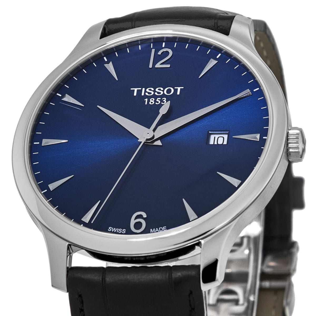 Tissot T Classic Tradition Blue Dial Black Leather Strap Watch For Men - T063.610.16.047.00