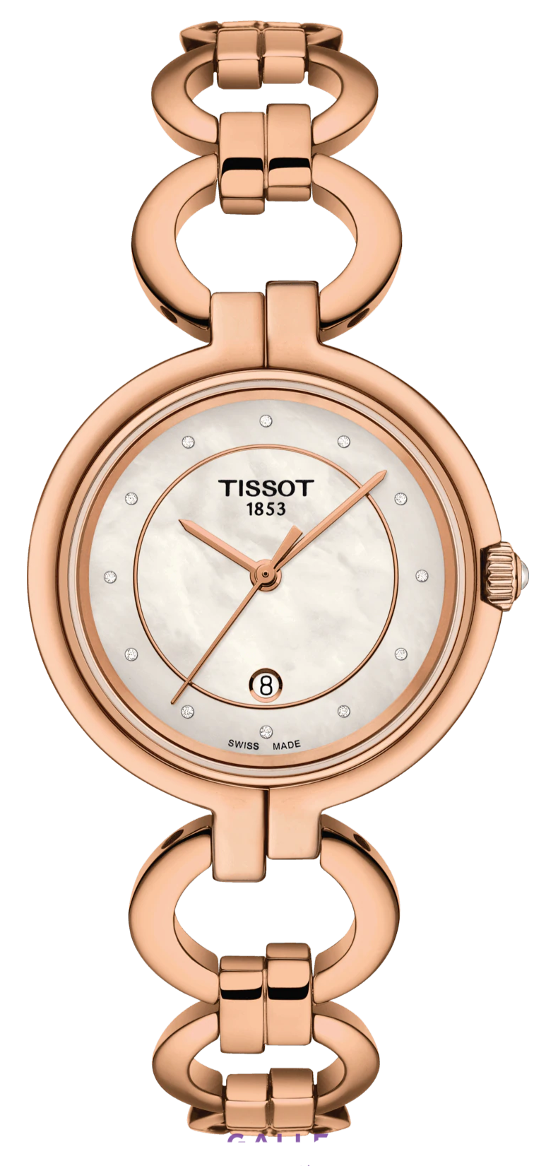 Tissot T Lady Flamingo Mother of Pearl Dial Rose Gold Steel Strap Watch for Women - T094.210.33.116.01