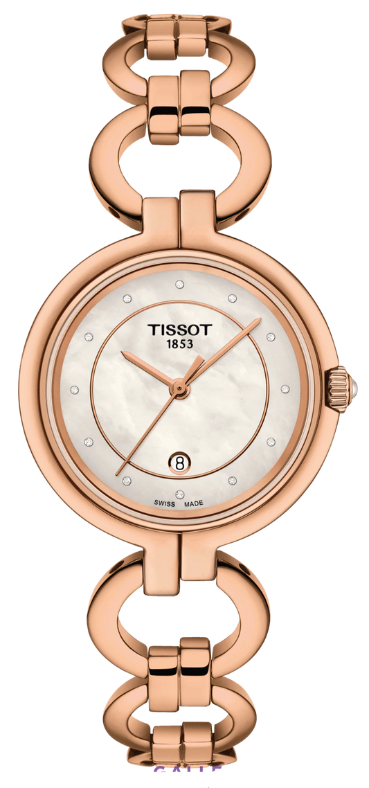 Tissot T Lady Flamingo Mother of Pearl Dial Rose Gold Steel Strap Watch for Women - T094.210.33.116.01