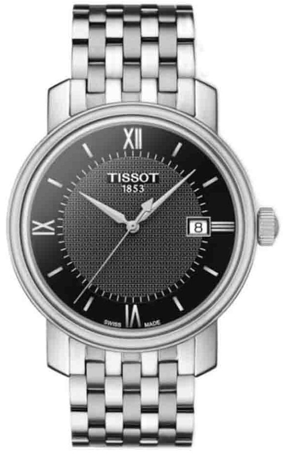 Tissot Bridgeport Small Black Dial Silver Steel Strap Watch For Women - T097.010.11.058.00