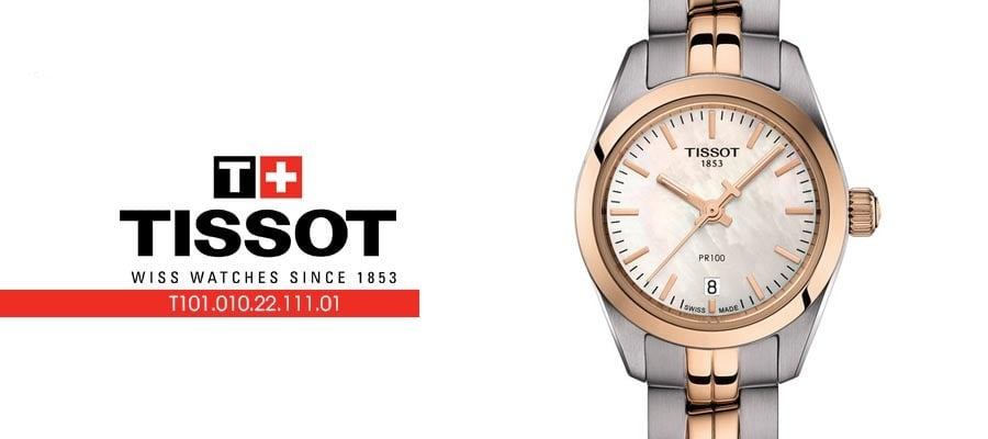 Tissot T Classic PR100 Mother of Pearl Dial Two Tone Steel Strap Watch for Women - T101.010.22.111.01