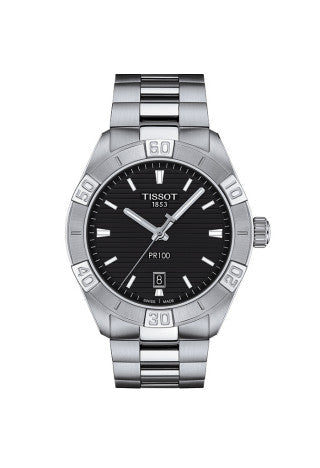 Tissot PR 100 Sport Quartz Black Dial Stainless Steel Strap Watch For Men - T101.610.11.051.00